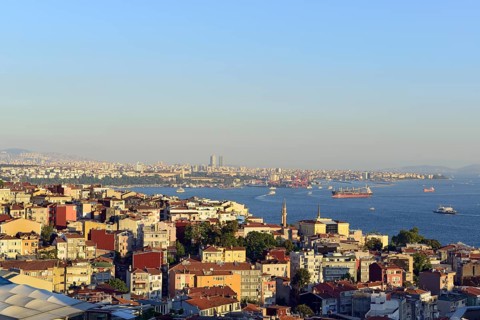 View from Beyoglu over the Marmara Sea and Ueskuedar on the Asian shore