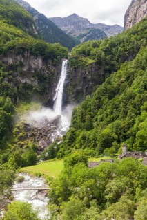 Waterfall of Foroglio with views of the village