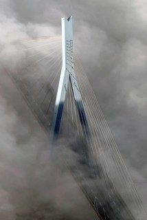 Koehlbrand Bridge in the fog