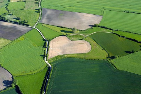 Aerial view of a heart-shaped field