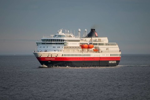 Hurtigruten ship 'Richard With' travelling through Vestfjord