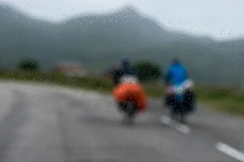 Tourists cycling on the European route E10