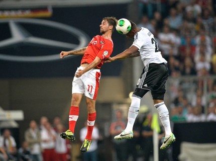 Aerial duel between the DFB national player Jerome Boateng