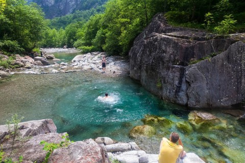 Bathing pool in a crystal-clear river