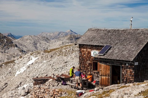 Hikers at Edelweisserhuette refuge