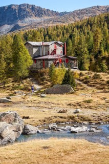Rifugio Bosio mountain hut on the Sentiero Roma high route