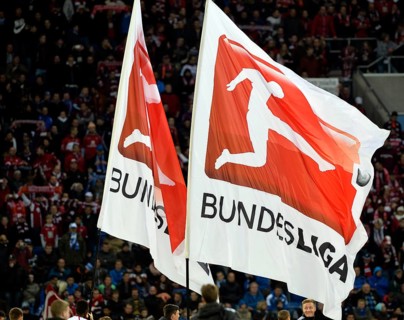 Bundesliga flags flying in the Wirsol Rhein-Neckar Arena