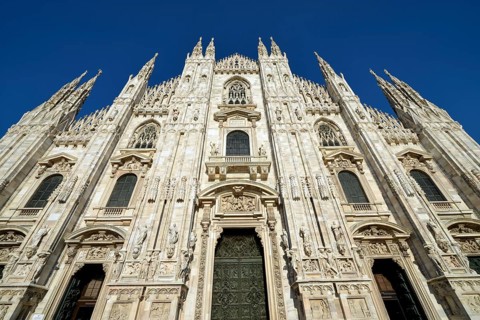 West facade of Milan Cathedral or Duomo di Santa Maria Nascente