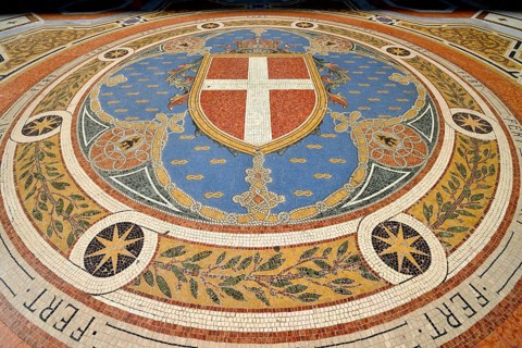 Marble floor mosaic