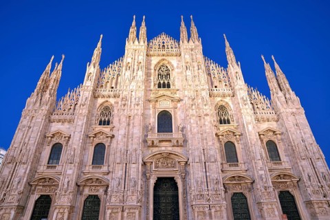 West facade of Milan Cathedral or Duomo di Santa Maria Nascente