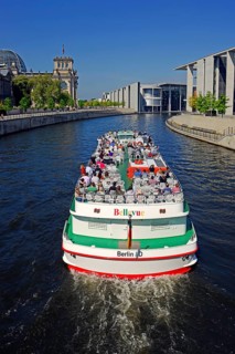 Passenger boat on the Spree River in the Government District