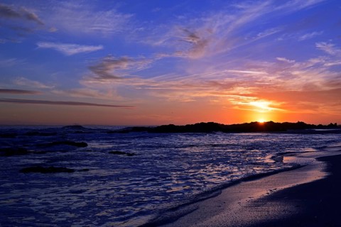 Sunset at Bloubergstrand beach