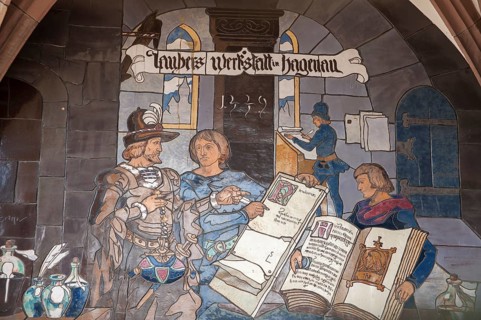 Mural at the entrance portal