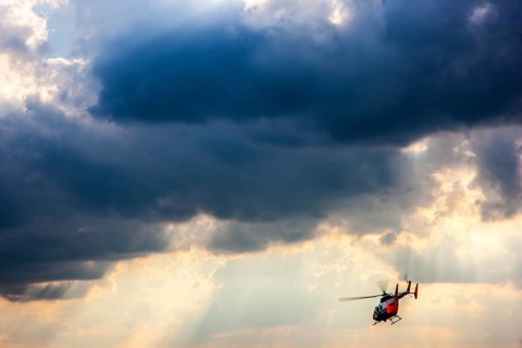 Police helicopter type BK 117 taking off for an operational flight