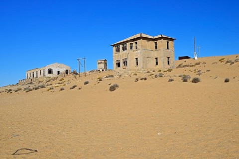 Abandoned houses in the former diamond city of Kolmanskuppe