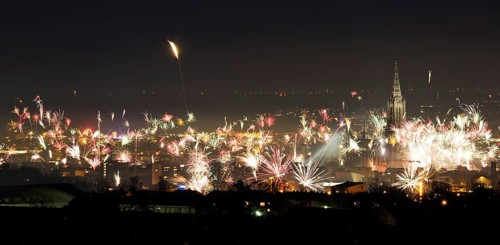 New Year's Eve fireworks over Ulm