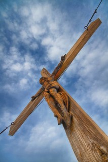 Summit cross on summit of Eiskogel mountain