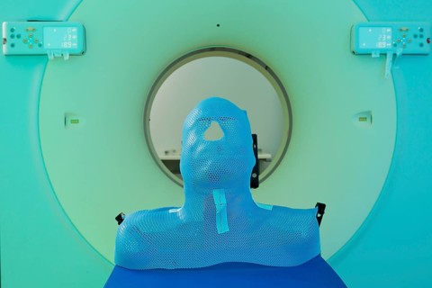 Mask for fixation of the head during a computed tomography