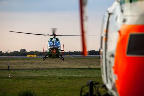 Police helicopter type BK 117 taking off for an operational flight