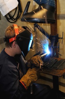 Man welding at a vocational school