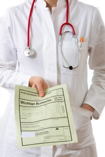 Female doctor holding a medical document of a consultation for the family doctor or attending physician of the patient