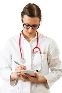 Female doctor taking notes
