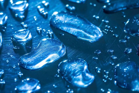 Water droplets on a metal surface
