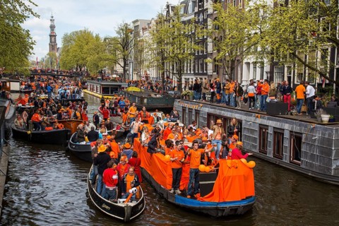 Boat parade on Queen's Day