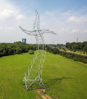Dancing high voltage transmission tower