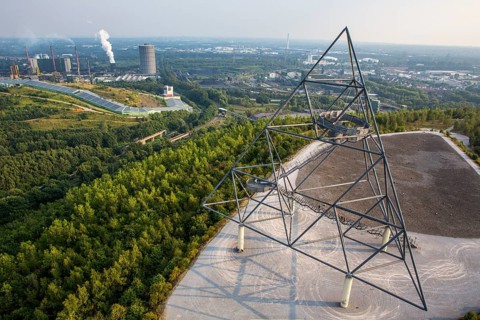 Haldenereignis Emscherblick or 'Tetraeder' a lookout tower in the form of a tetrahedron on a former stockpile