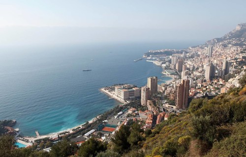 View from above over the tennis courts of the Monte Carlo Country Club