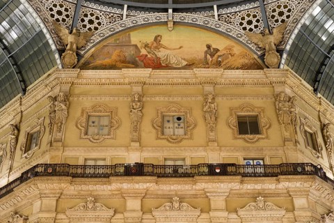 Fresco representing Africa in a lunette of the dome of Galleria Vittorio Emanuele II
