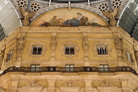 Fresco representing Asia in a lunette of the dome of Galleria Vittorio Emanuele II