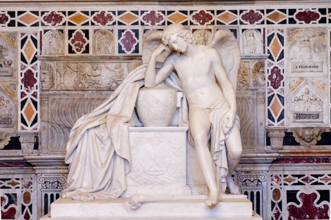 Tomb with an angel in the crypt of the Cathedral of Santa Maria di Castello