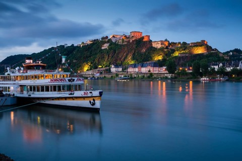 The river cruise ship 'Goethe' on the Rhine River