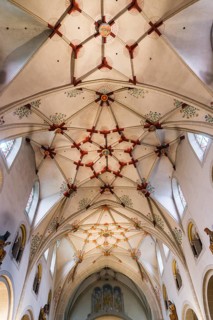 Nave with a Gothic stellar vault of the Basilica of St. Castor