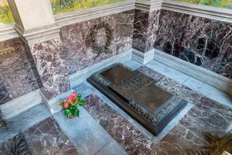 Grave Giuseppina Verdi Strepponi in the crypt of the Casa di Riposo per Musicisti also called Casa Verdi