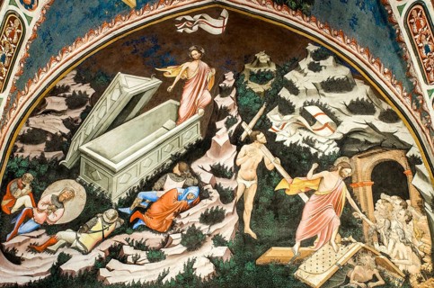 Fresco with resurrection of Christ and Christ in the limbo