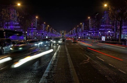 Avenue des Champs-Elysees with Christmas lights