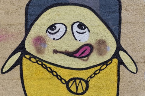 Cartoon character licking its lips