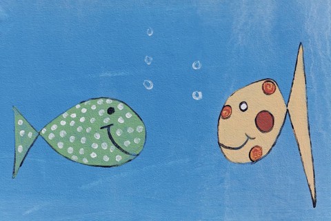 Two funny fish in the water