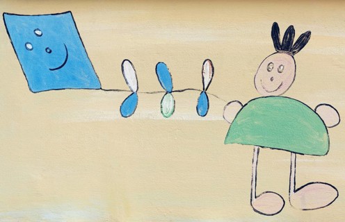 Child flying a kite
