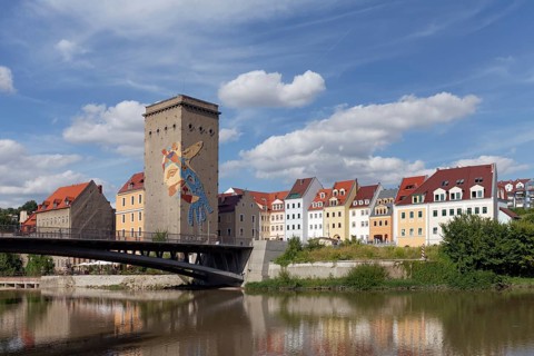 Pedestrian bridge over the Neisse River to Zgorzelec