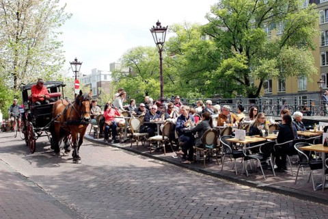 Cafe on a canal bridge