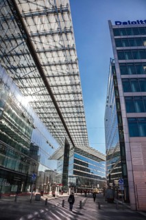 Glass facades in Neues Kranzler Eck on Kurfuerstendamm avenue