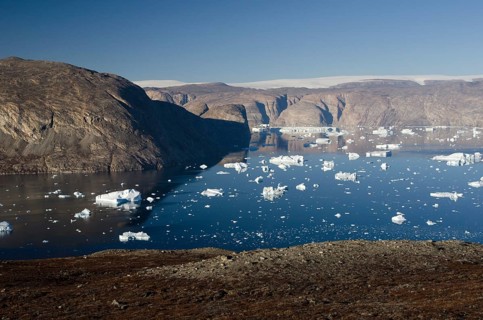 Icebergs in the fjord of Nordvestfjorden