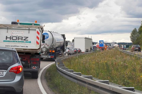 Traffic jam on the A8 motorway