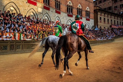 Palio di Siena horse race on Piazza del Campo