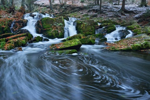 Waterfall in the Selke River in autumn