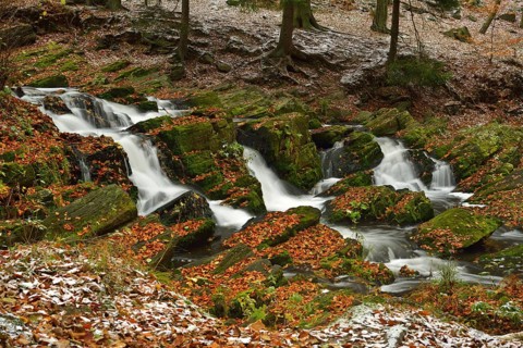 Waterfall in the Selke River in autumn